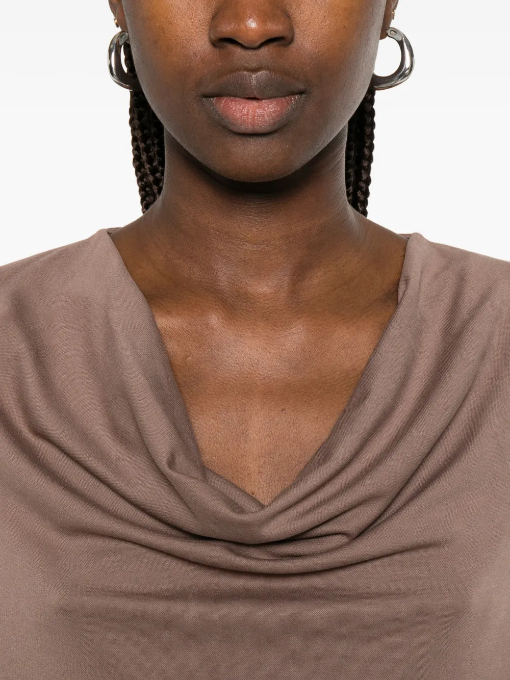 Max Mara Midi-jurk met kapmouwen en gedrapeerde hals Bruin