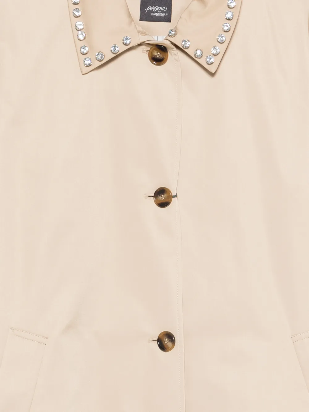  Marina Rinaldi Embellished Gabardine Coat - Neutrals 
