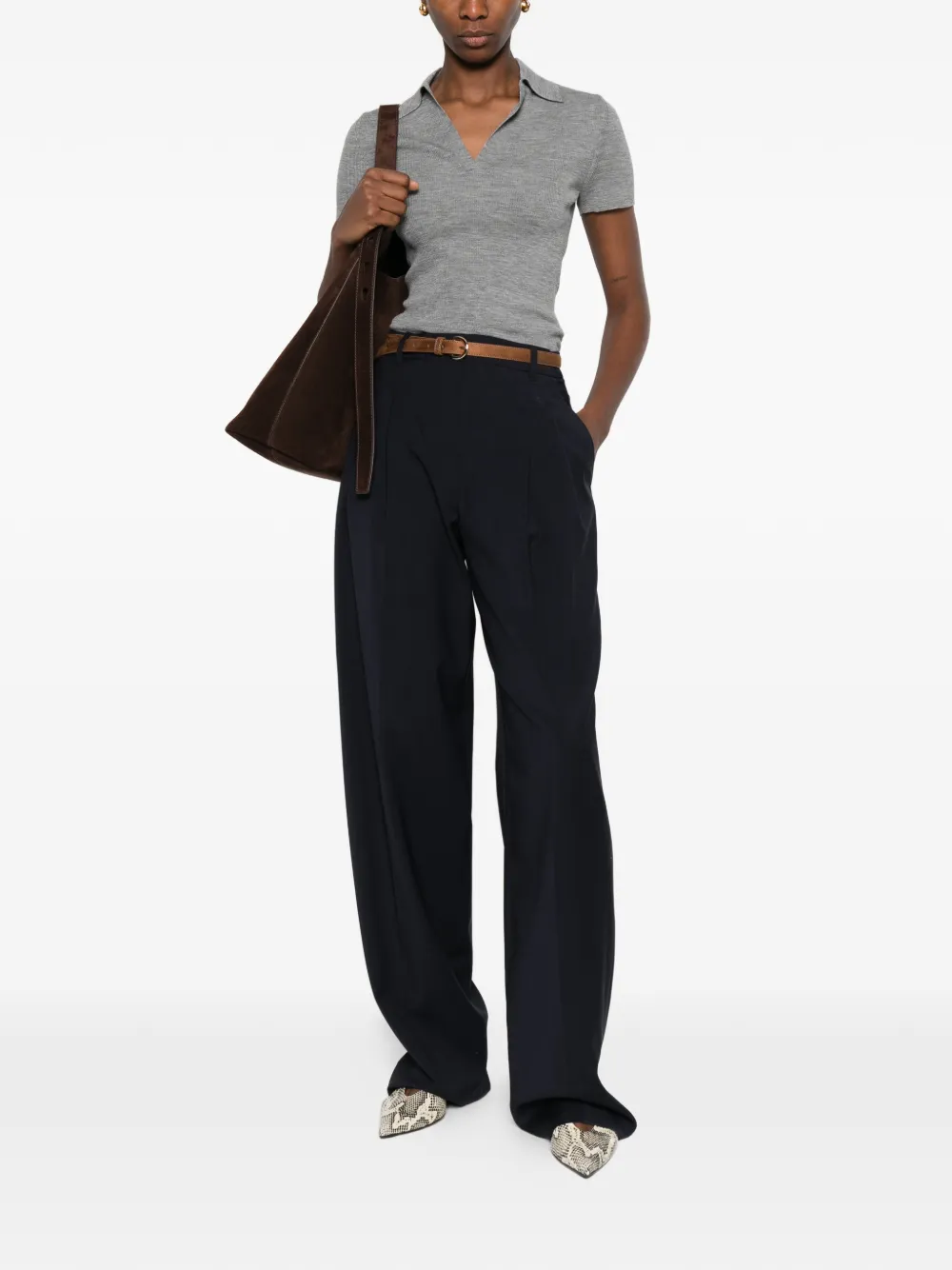  Max Mara Bacio Belted Pleated Trousers - Blue 