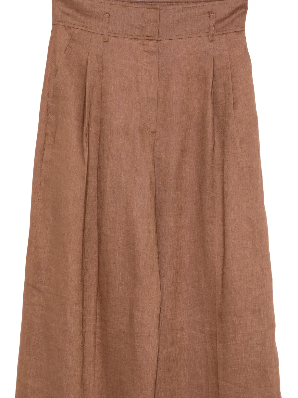 Max Mara Metmateria broek met wijde pijpen en ceintuur Bruin