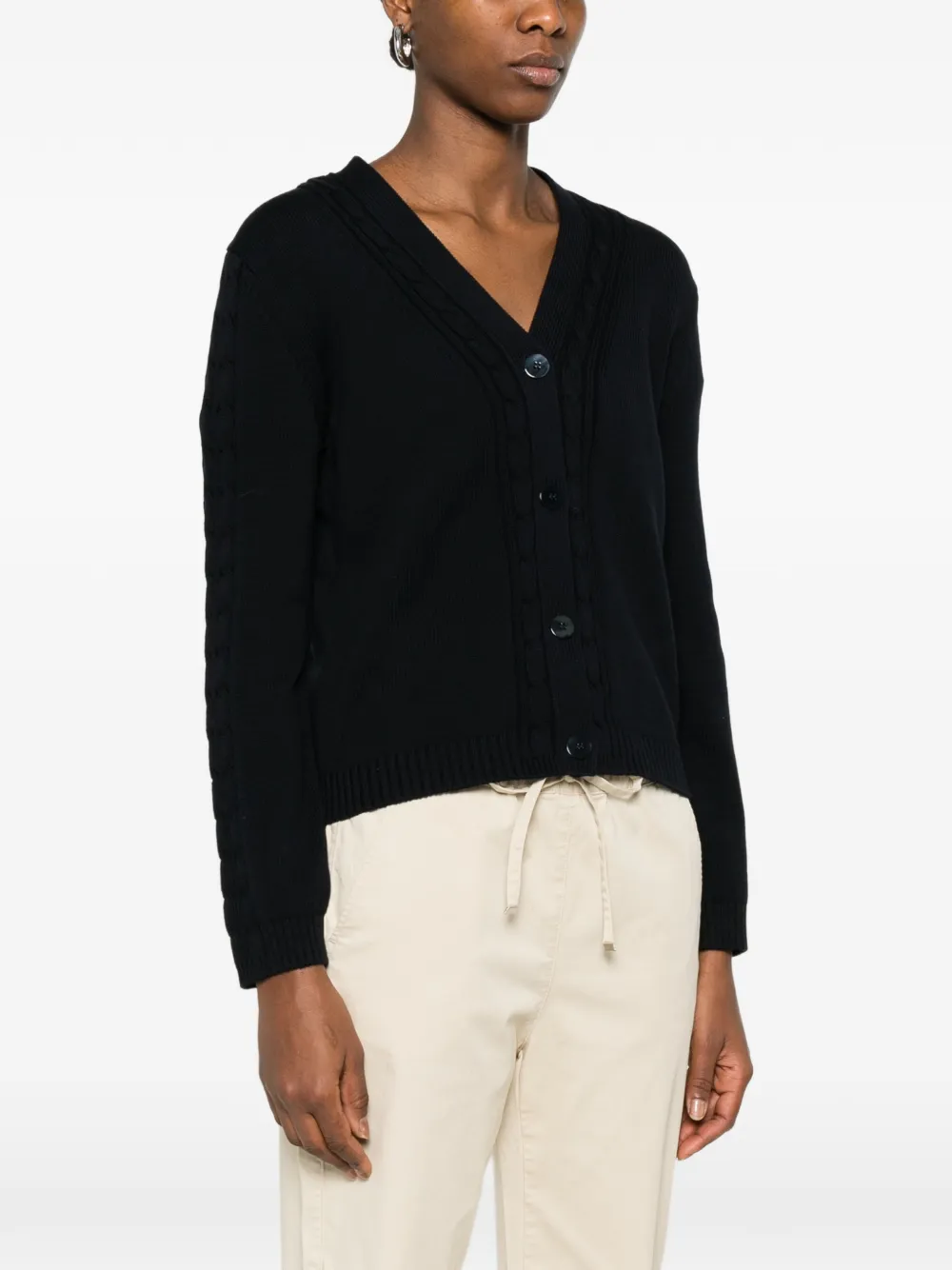  Max Mara Mmlmaster Buttoned Cable-knit Cardigan - Blue 