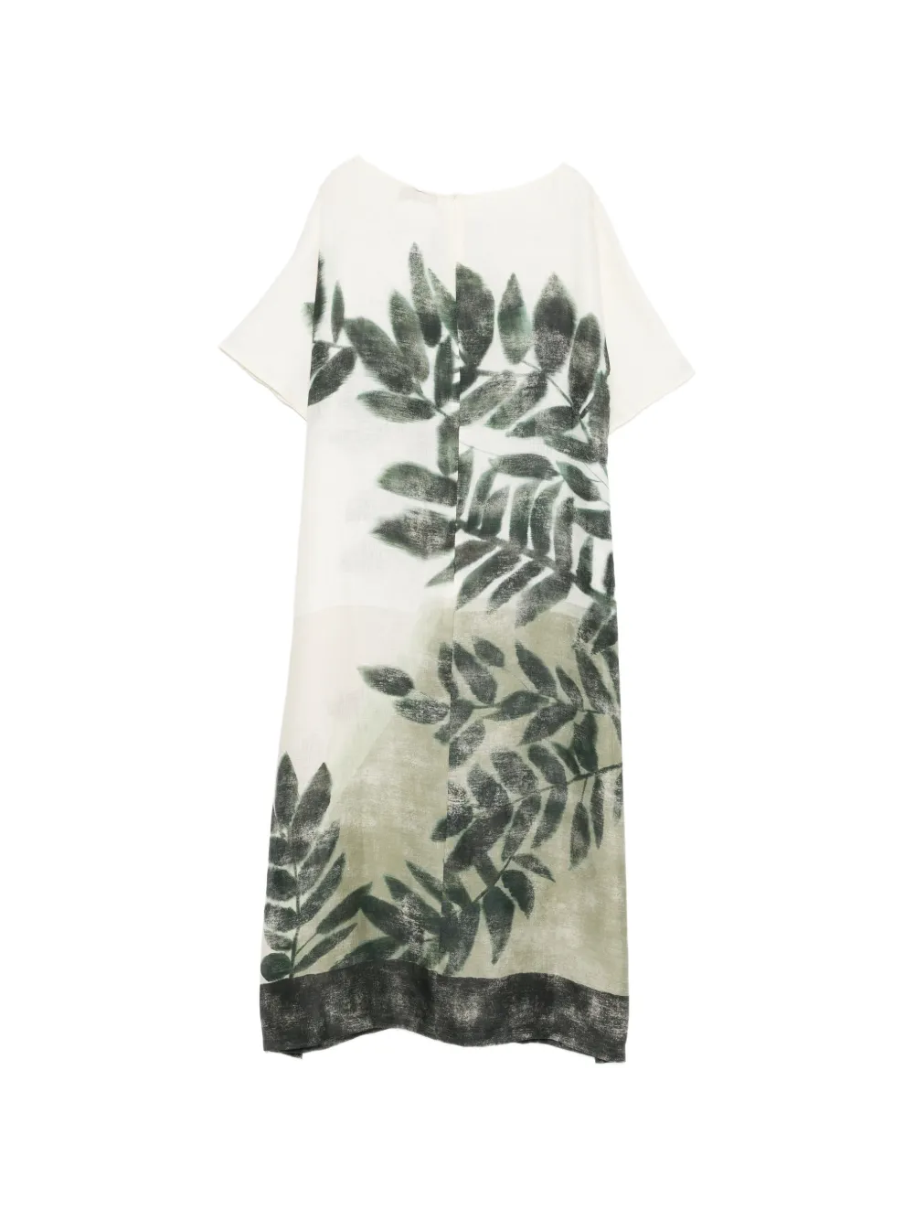 Leaf-Print Midi Dress