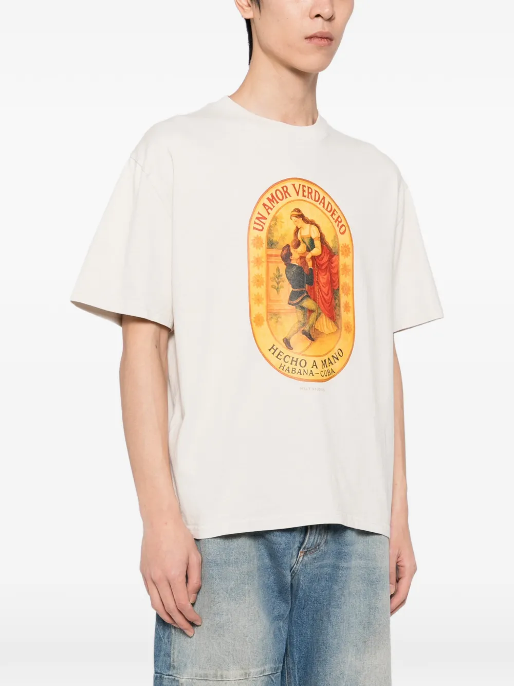 Melt T-shirt met grafische print Beige