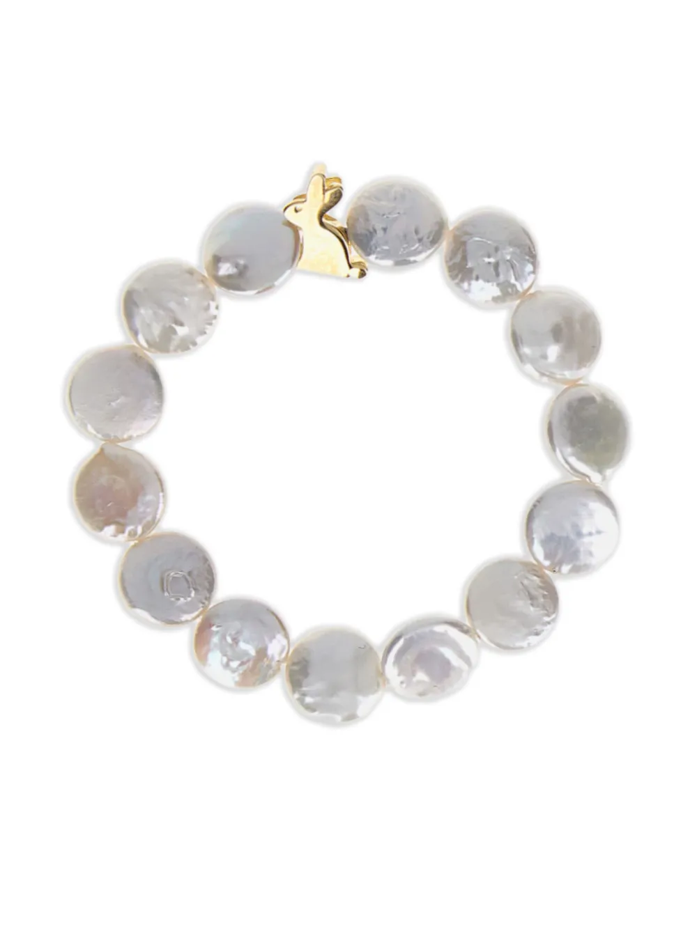 Aliita pulsera de conejo con perlas planas de 9K | dorado | Image 1