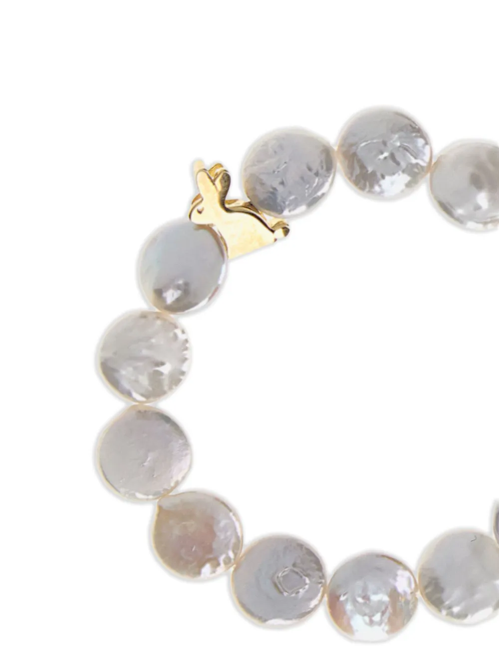 Aliita pulsera de conejo con perlas planas de 9K | Joyas de lujo | Image 2