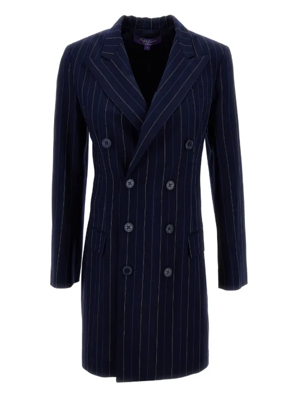 Ralph Lauren Collection Camden Pinstripe Double-breasted Mini Dress in Blue