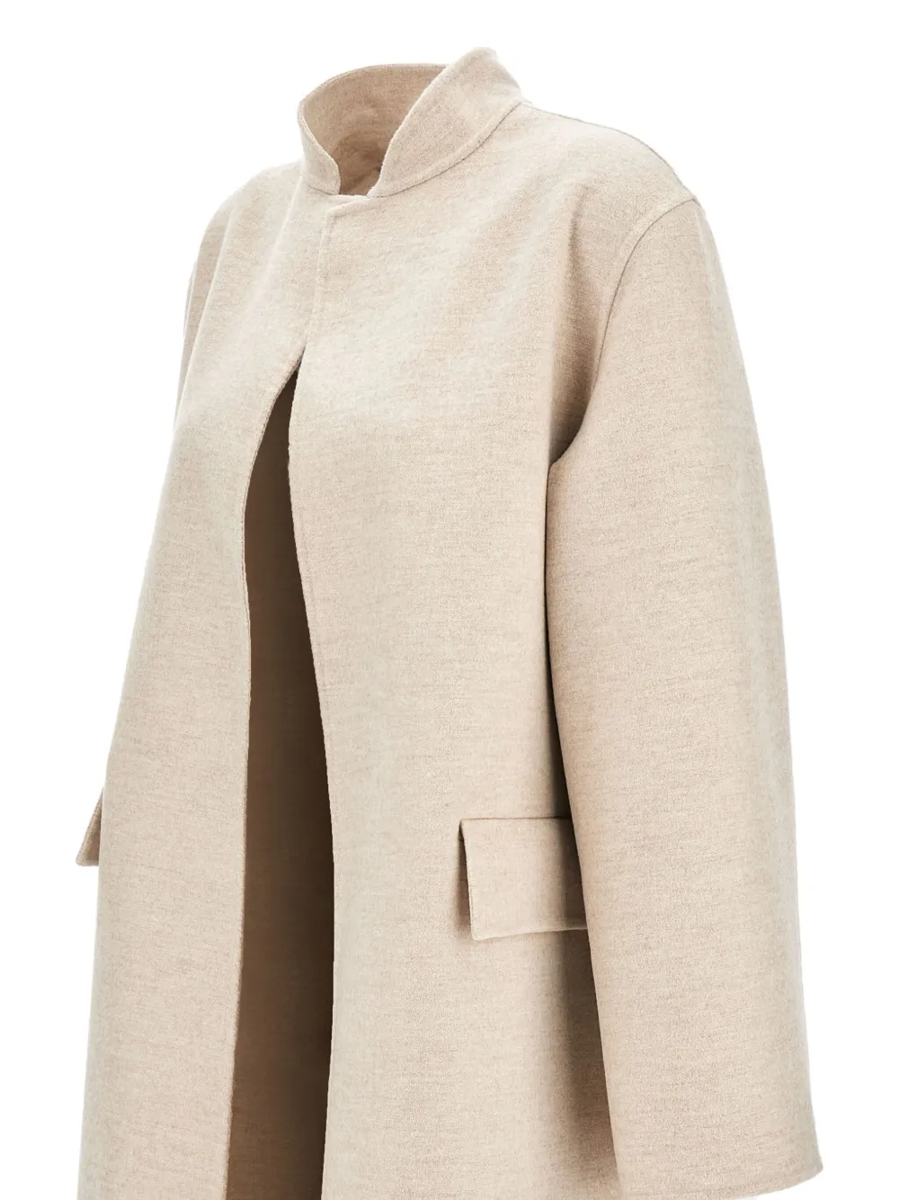 Flap Pocket Open Front Coat