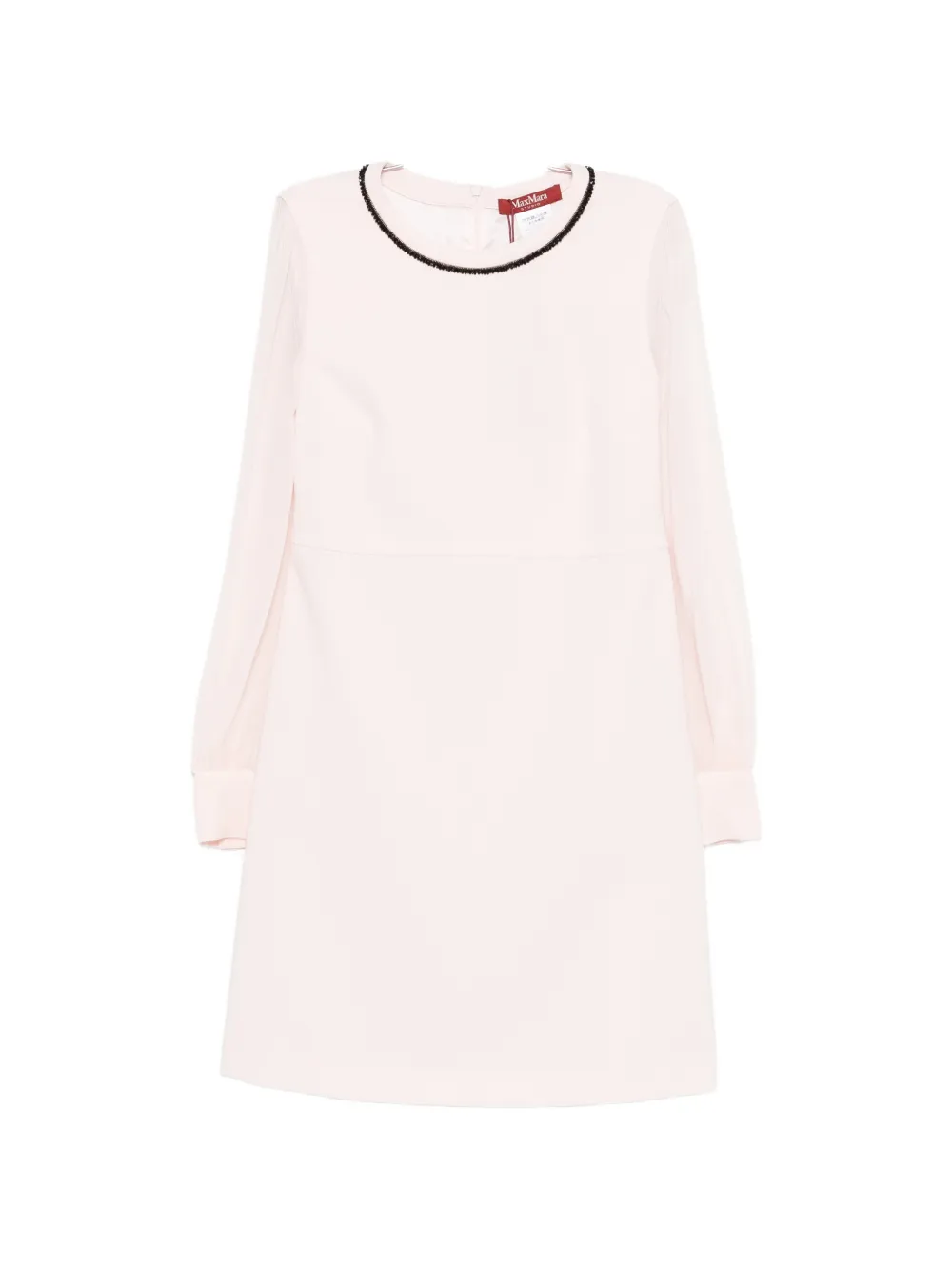 Max Mara Mstvolto Beaded Long-sleeve Mini Dress In Pink