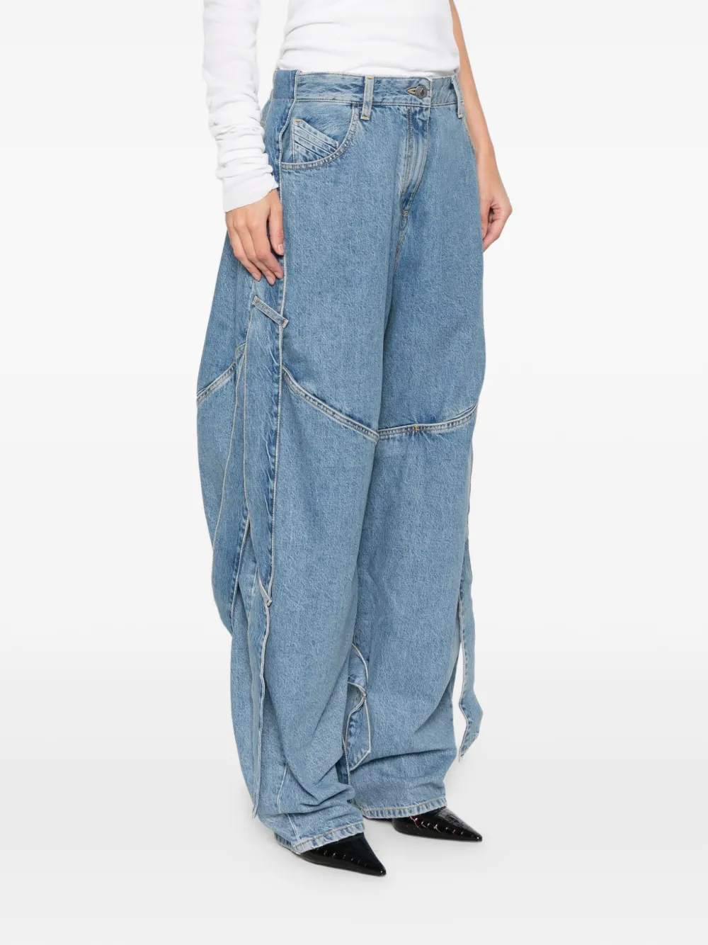 The Attico Jeans met strikdetail Blauw