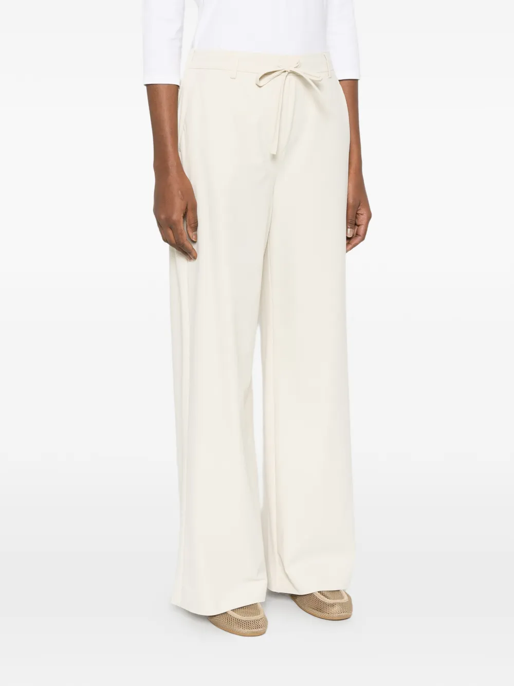 Max Mara Palazzo broek met trekkoord Beige