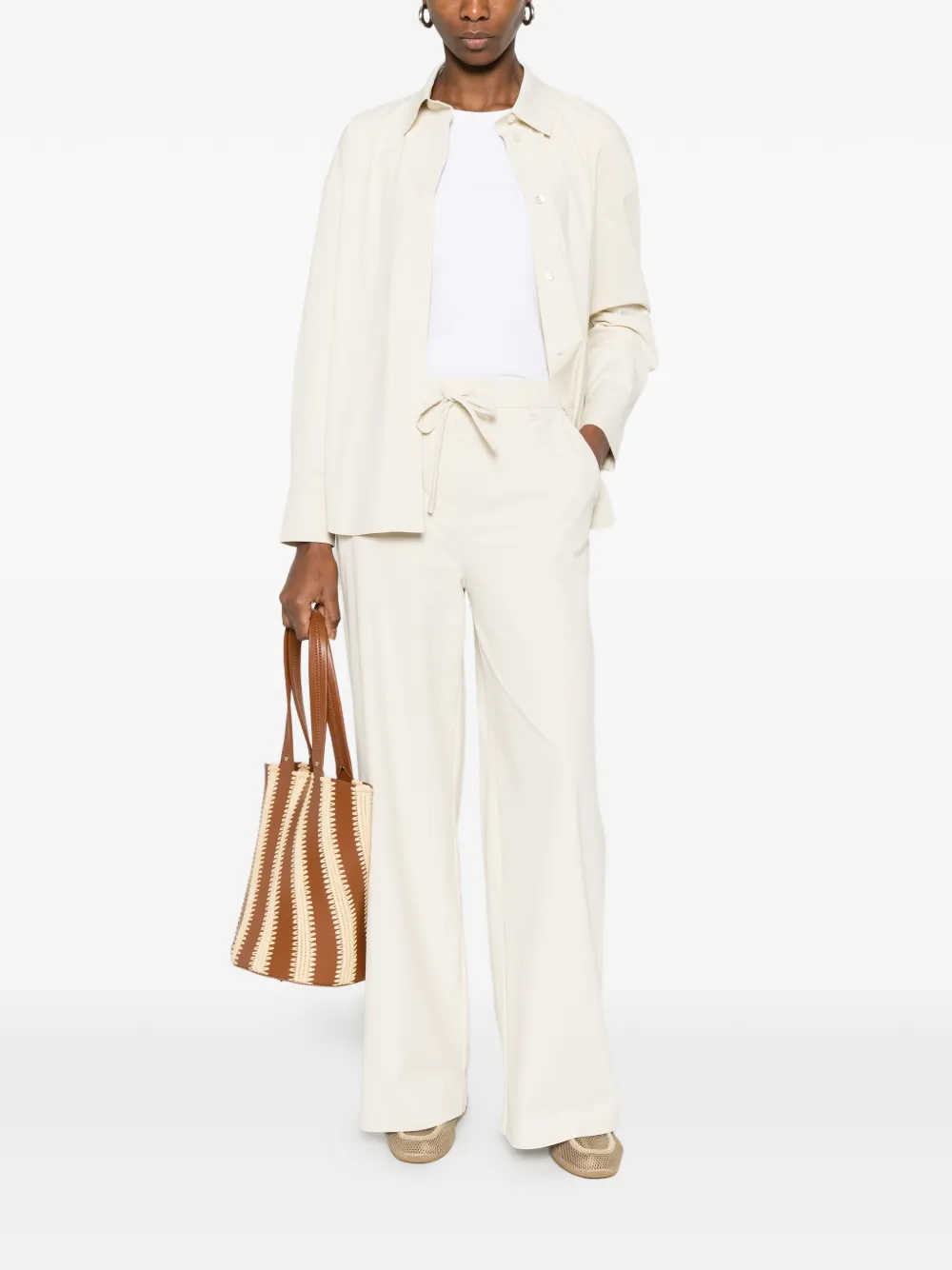 Max Mara Palazzo broek met trekkoord Beige