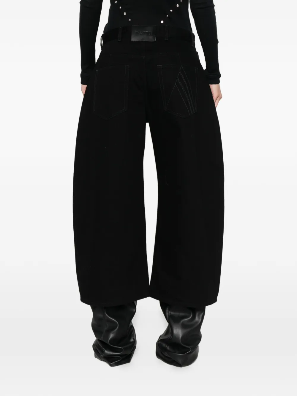 Attico Belt Loops Wide-leg Jeans In Black