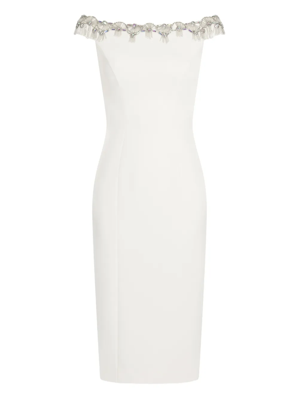 Jenny Packham Abito midi Valorie con spalle scoperte - Bianco