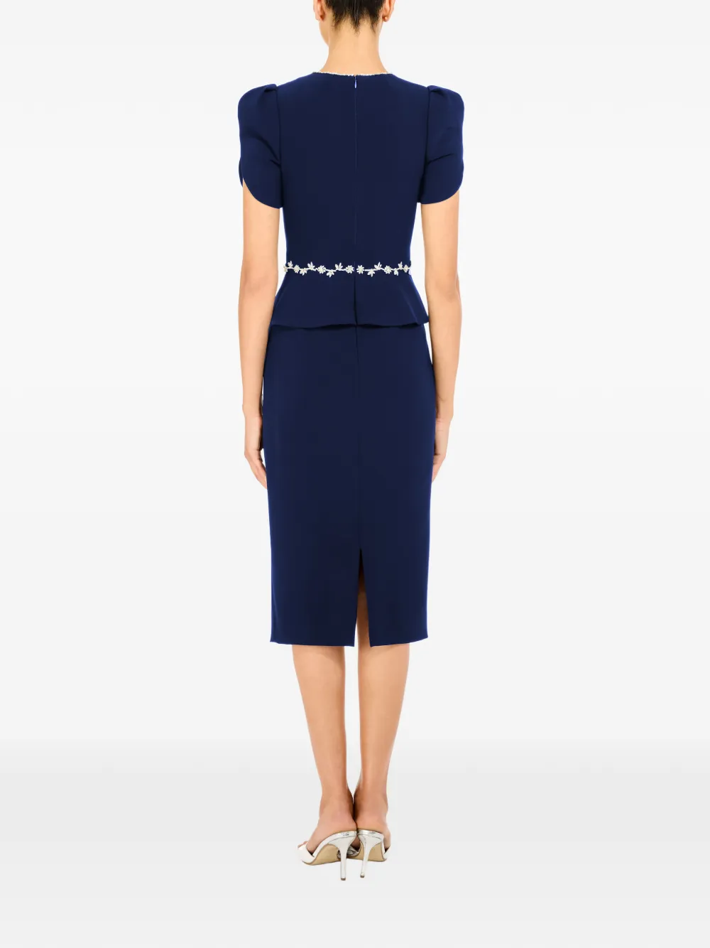 Jenny Packham Jules verfraaide midi-jurk Blauw