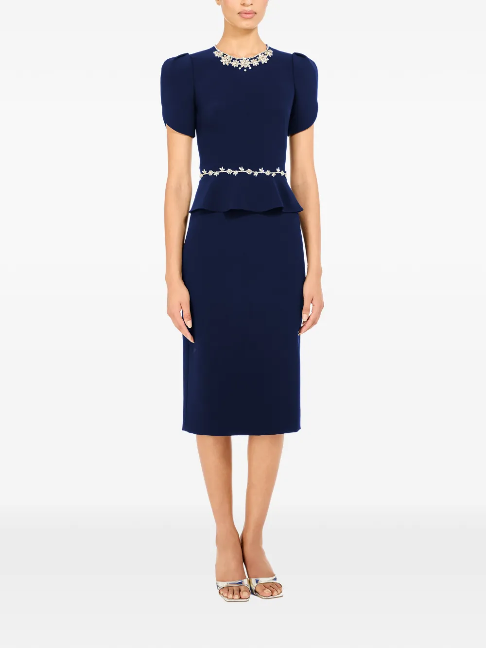 Jenny Packham Jules embellished midi dress - Blauw