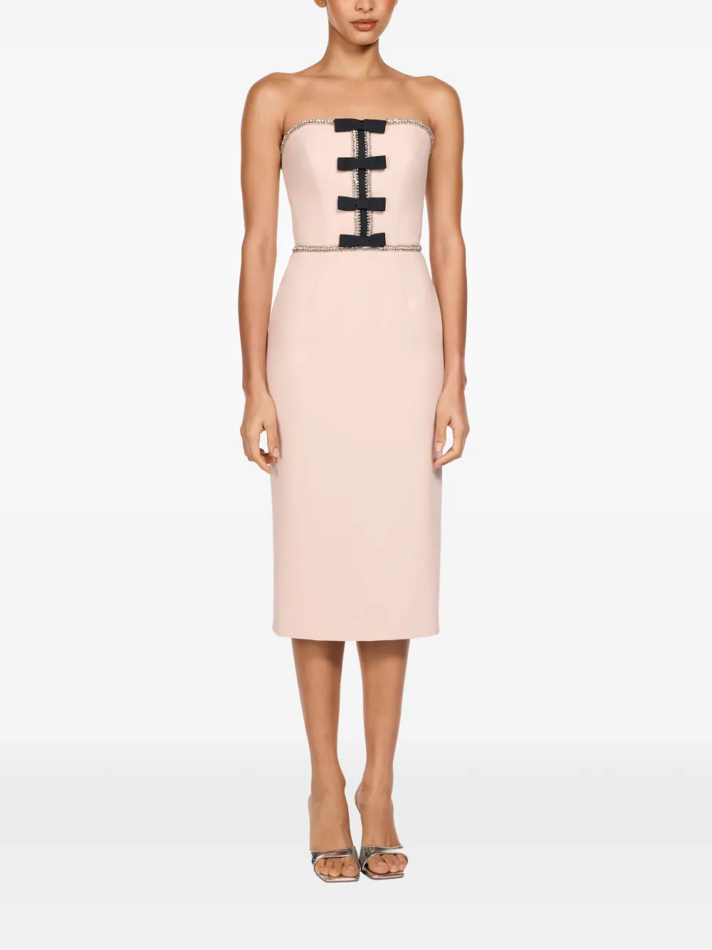 Jenny Packham Odette bow embellished dress - Beige