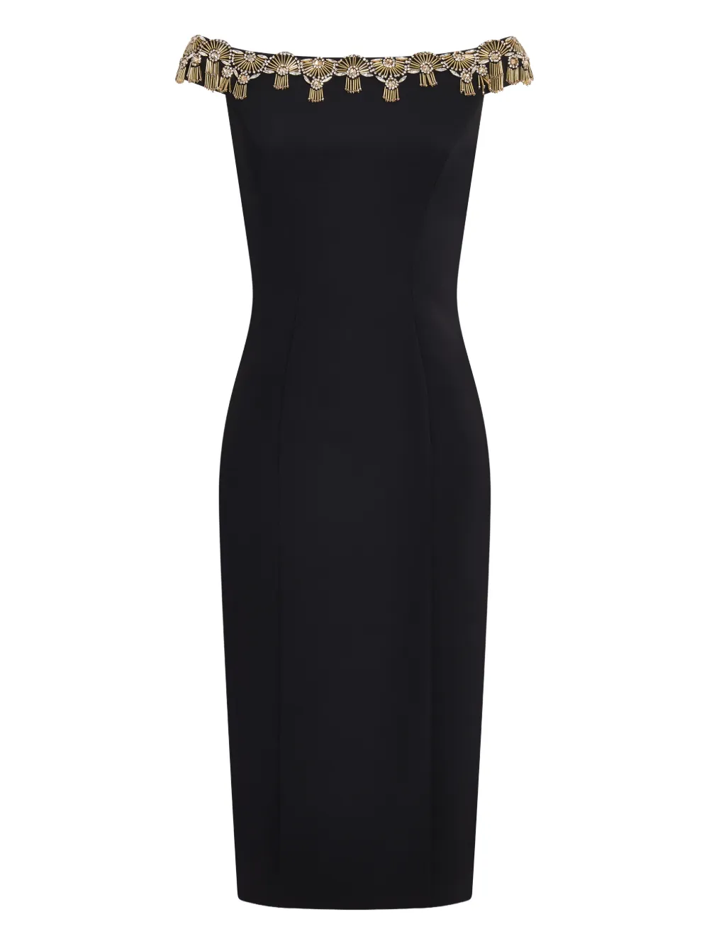 Jenny Packham Valorie Embellished Midi Dress In Black