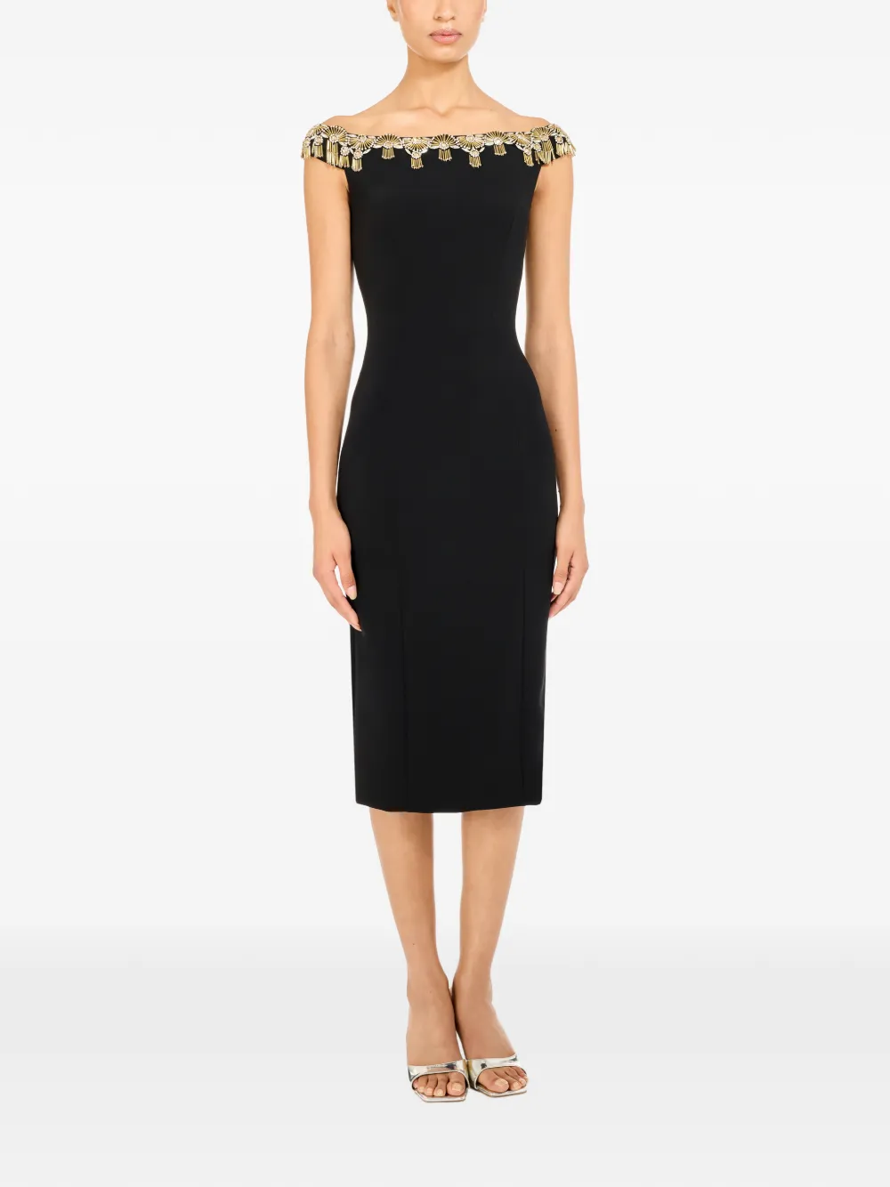 Jenny Packham Valorie embellished midi dress - Zwart