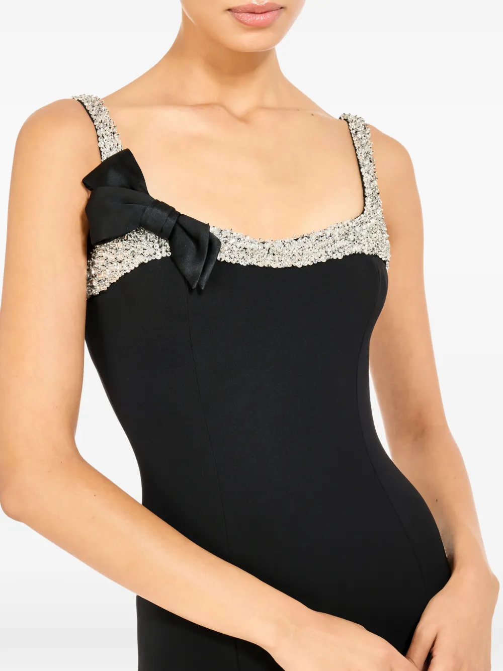 Lucy Crystal-Embellished Bow Midi Dress