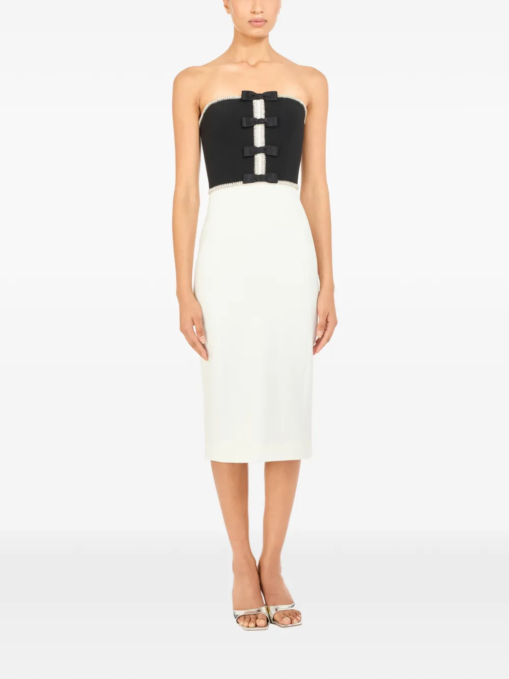 Jenny Packham Odette bow embellished midi dress - Wit