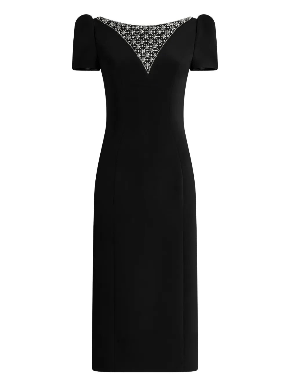 Jenny Packham Adeline embellished puff-sleeve midi dress - Nero