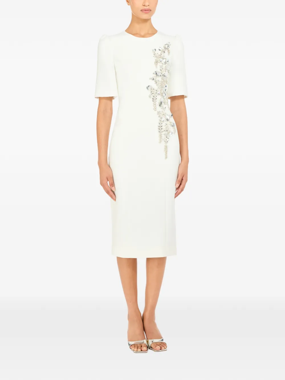 Jenny Packham Roma Midi Dress In White