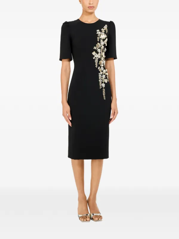 jenny packham midi dress Jenny Packham Honeybee Grosgrain-trimmed Crystal-embellished Crepe Peplum Midi Dress - Women - Off-white Dresses