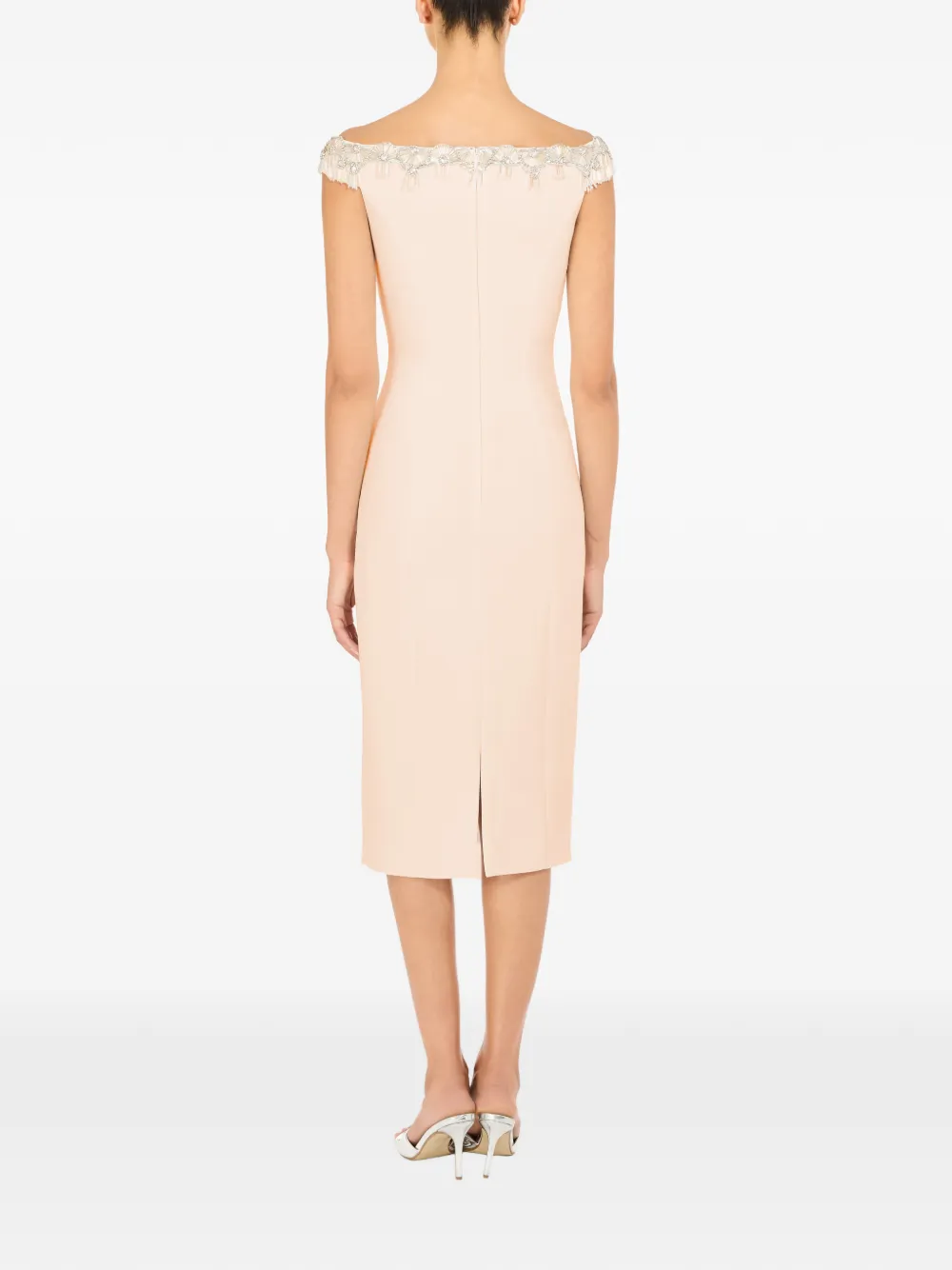  Jenny Packham Valorie Beaded Off-shoulder Midi Dress - Neutrals 
