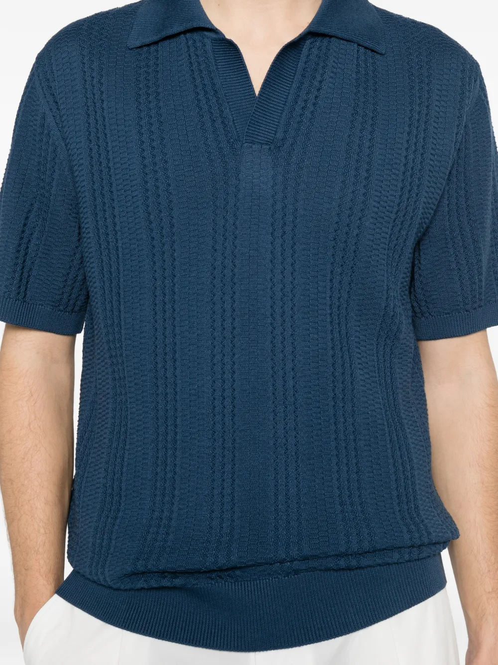 Canali Getextureerd T-shirt Blauw