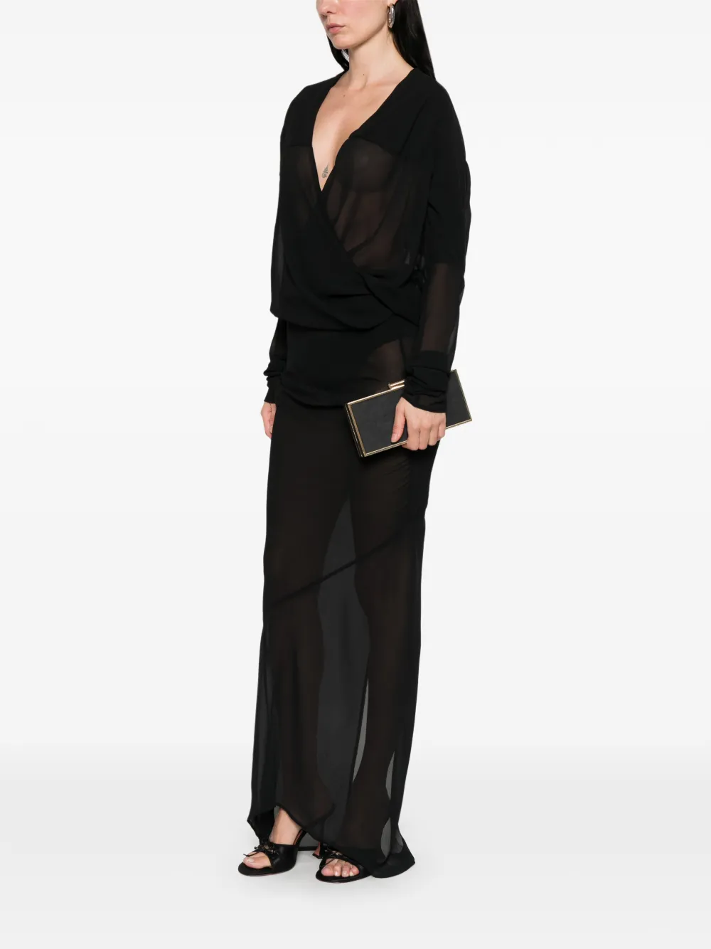  Entire Studios V-neck Maxi Dress - Black 