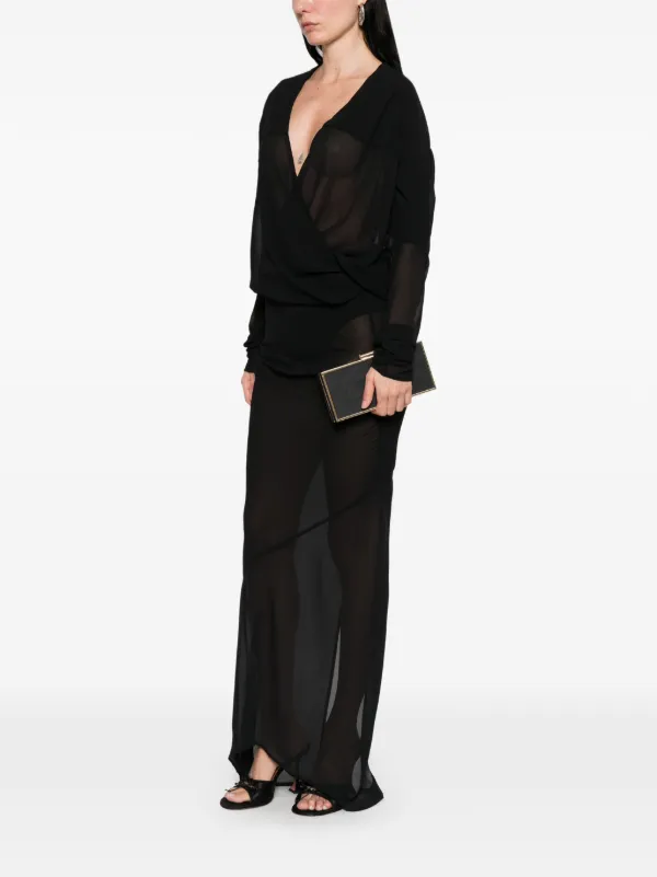 sheer wrap dress AvA Women's Loren Mesh Wrap Dress in Foxgloves XS