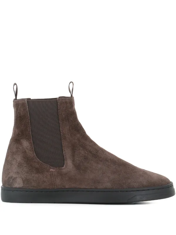 Officine Creative Suede Pull-tab Chelsea Boots in Brown