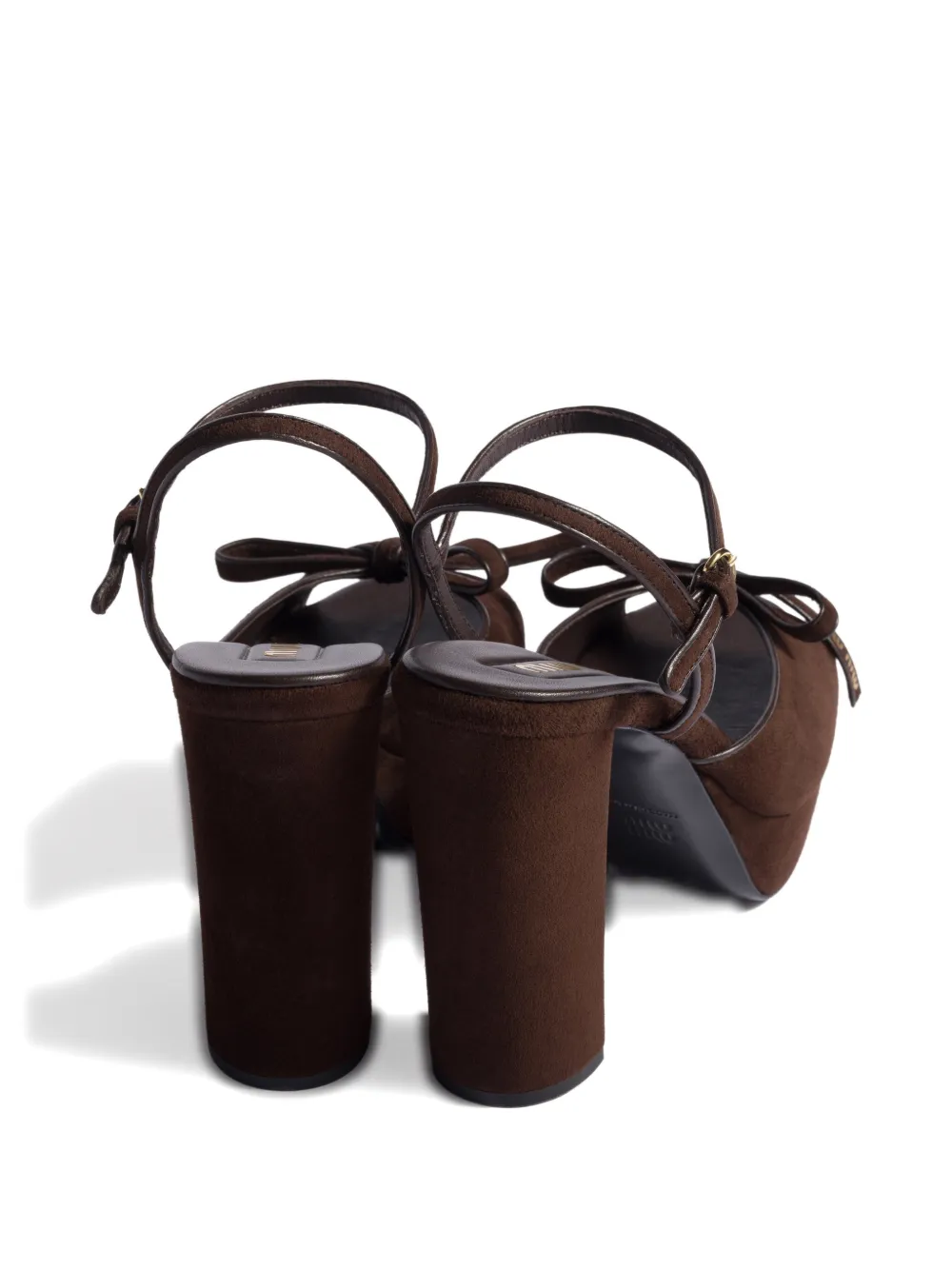 Miu Miu Bow-detail Block-heel Sandals In Brown