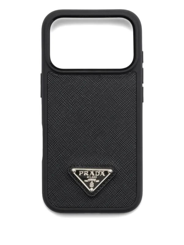 PRADA ブラックレザー iPhoneケース Prada レザー iPhone 17 Pro ケース | ブラック | FARFETCH JP