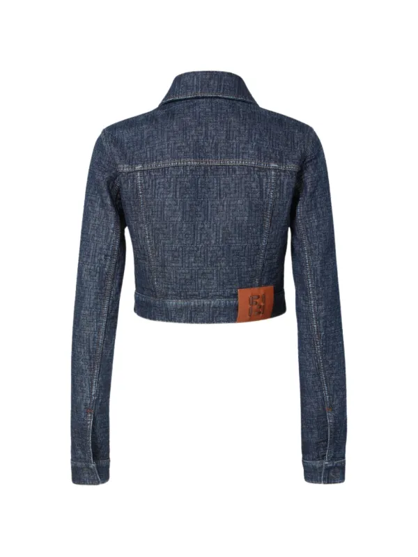 FENDI logo-motif Cropped Jacket | Blue | FARFETCH
