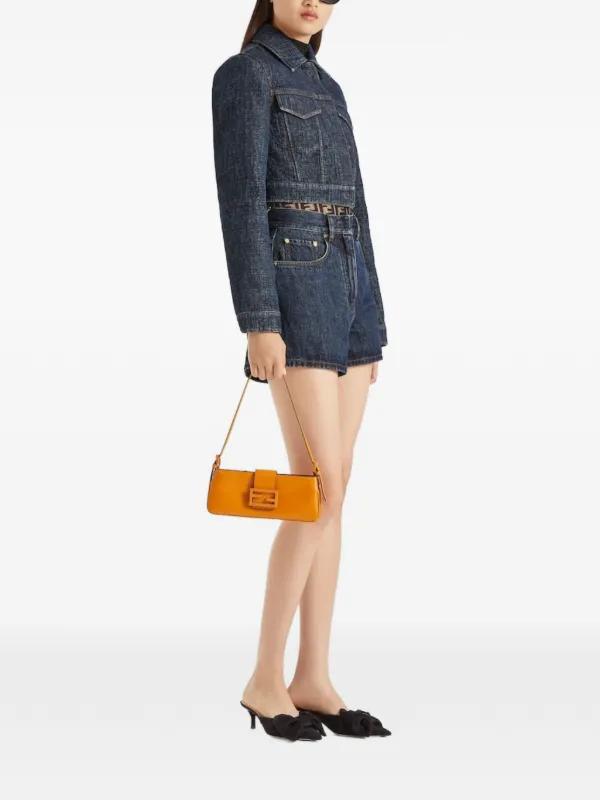 FENDI logo-motif Cropped Jacket | Blue | FARFETCH