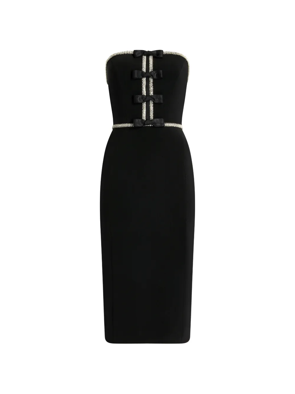 Jenny Packham Odette bow-embellished beaded midi dress - Black