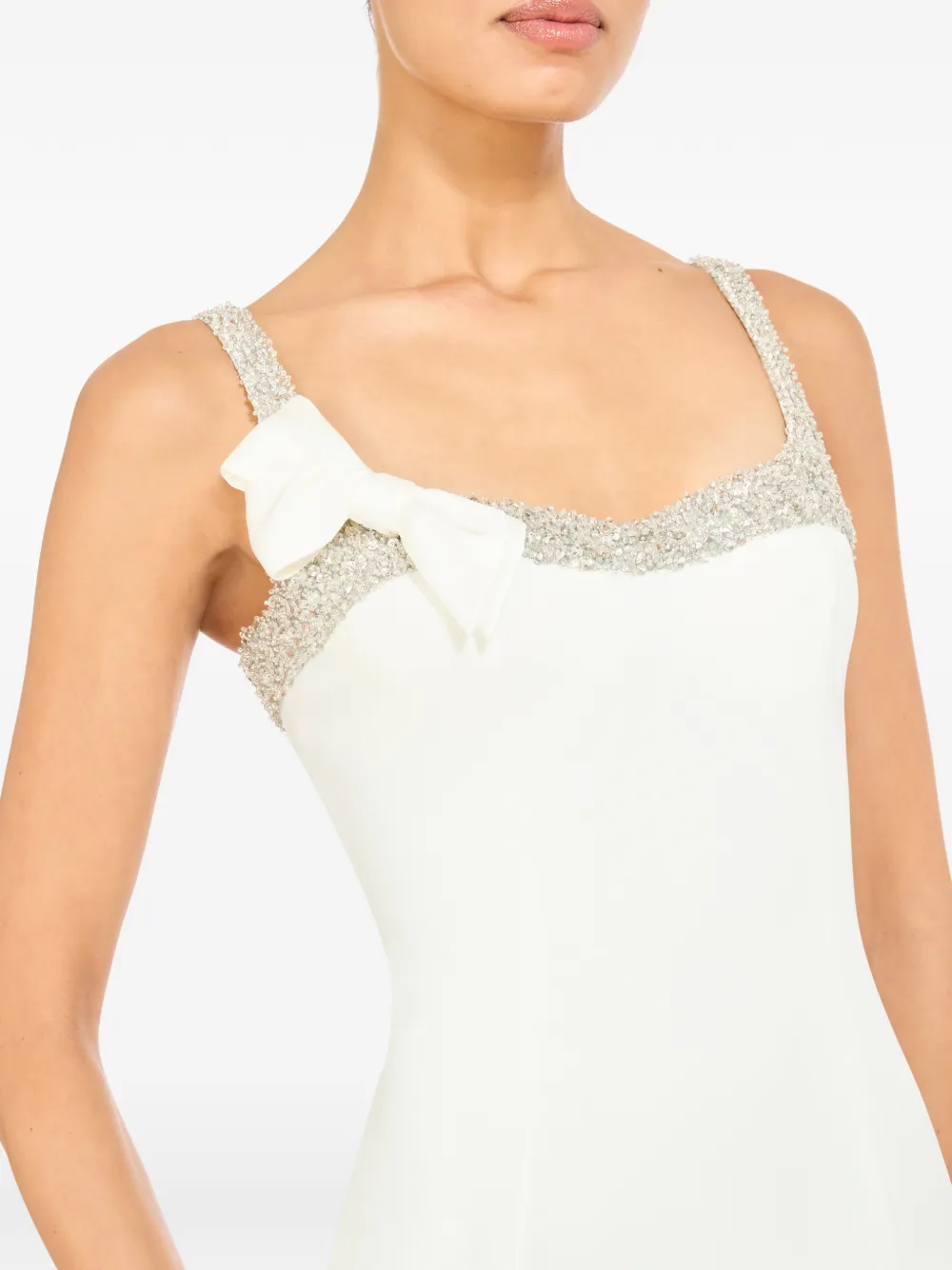 Jenny Packham Lucy Crystal-embellished Bow Midi Dress In Multi