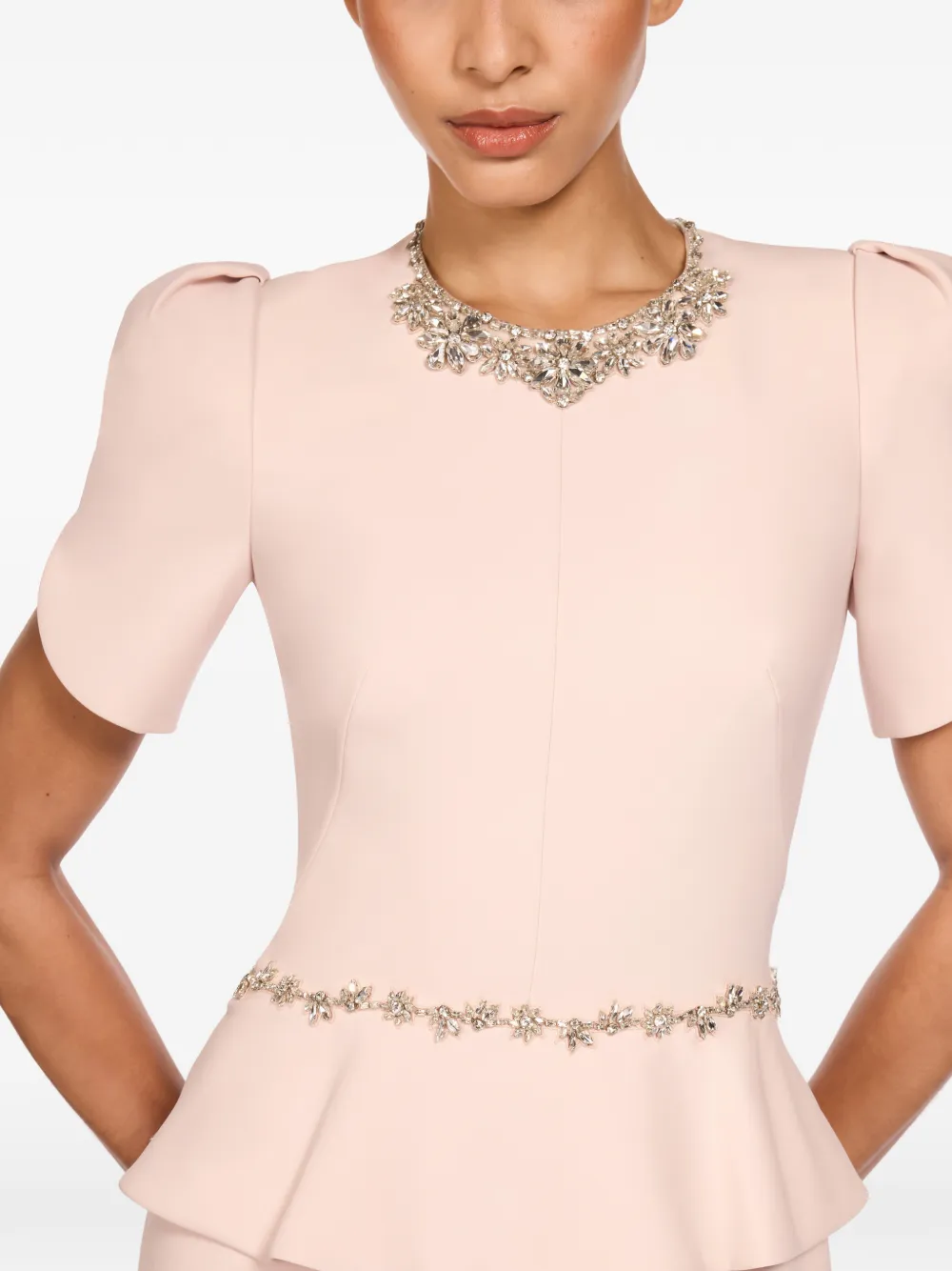 Jenny Packham Jules Embellished Midi Dress In Neutral