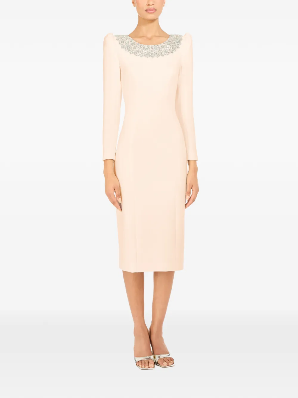 Jenny Packham Jacquetta Beaded Midi Dress In Neutral