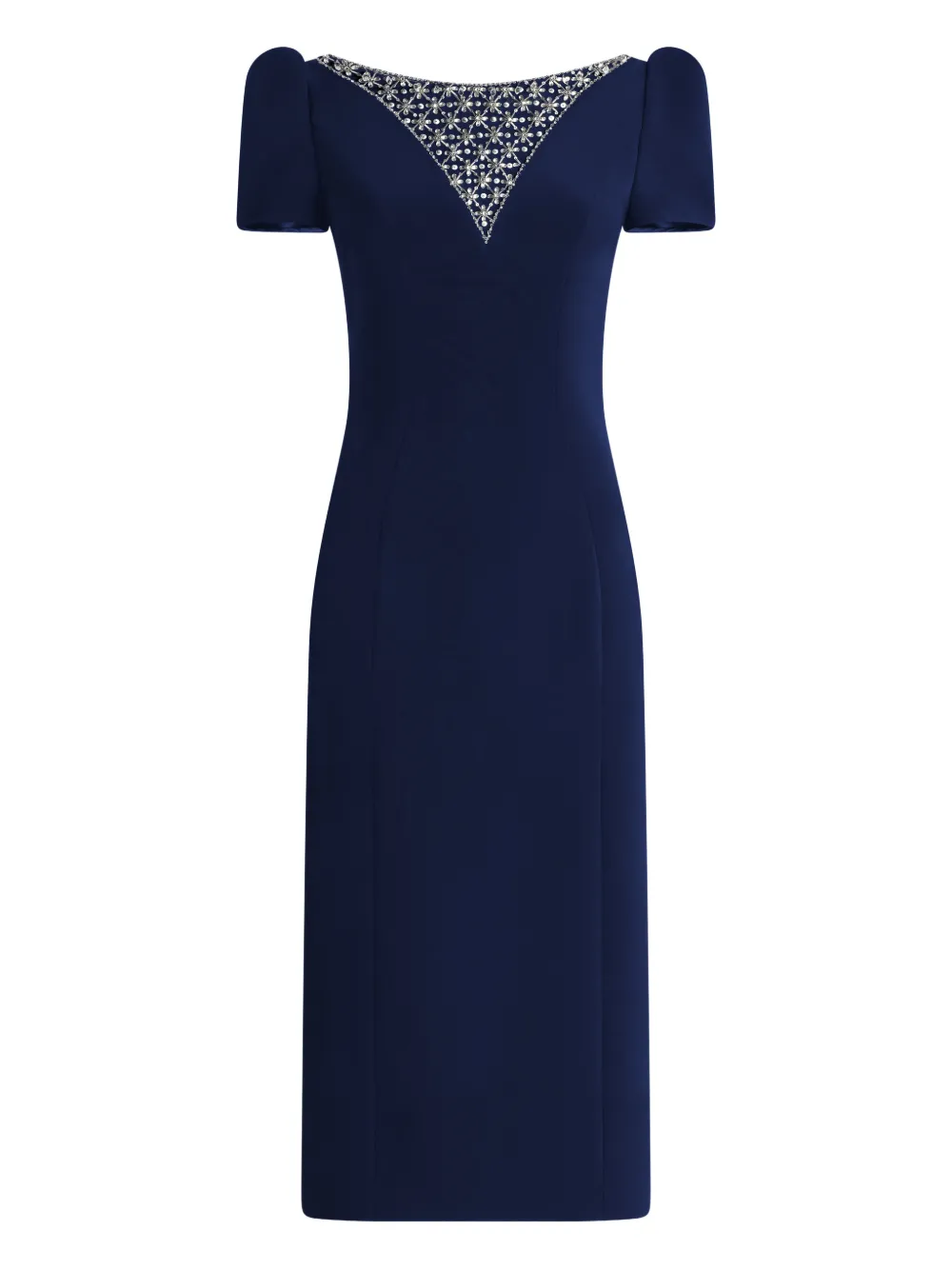 Jenny Packham Adeline embellished short-sleeved midi dress - Blu