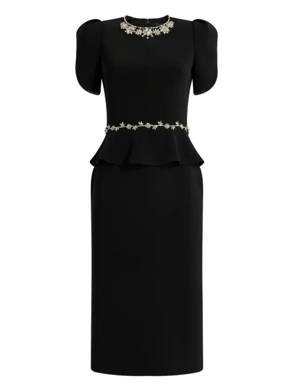 Jenny Packham Jules Floral-embellished Midi Dress - Black Jenny Packham Jules Floral-embellished Midi Dress - Black