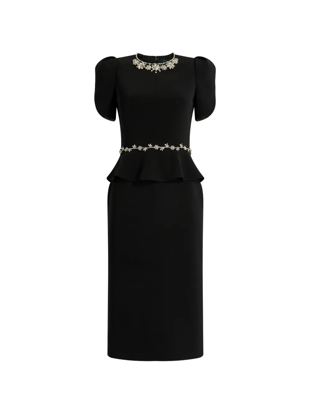 Jenny Packham Jules floral-embellished midi dress - Black