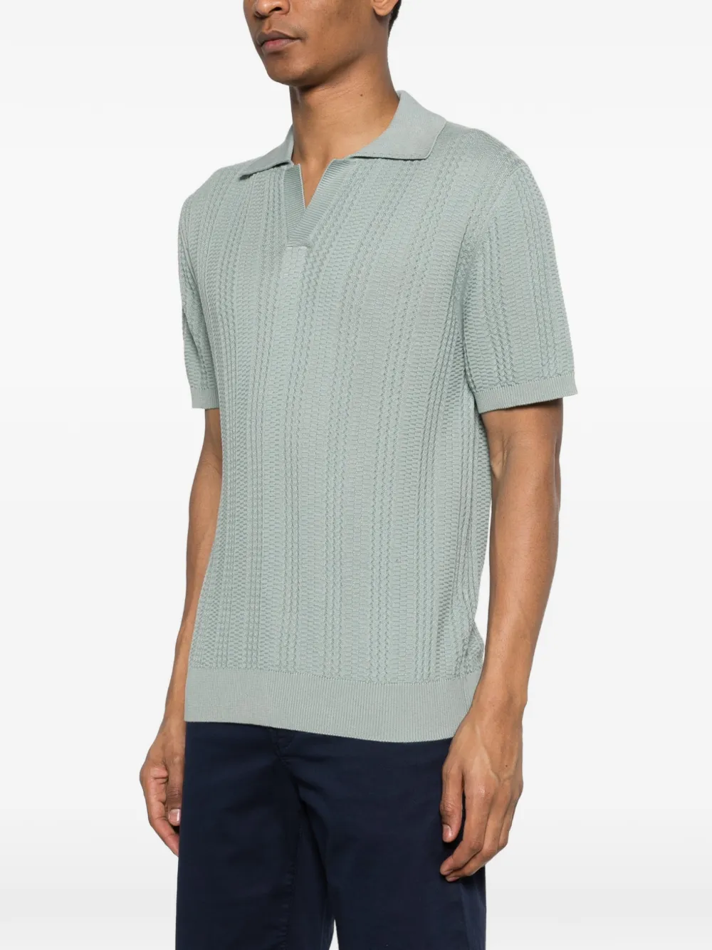 Canali T-shirt met polokraag Blauw