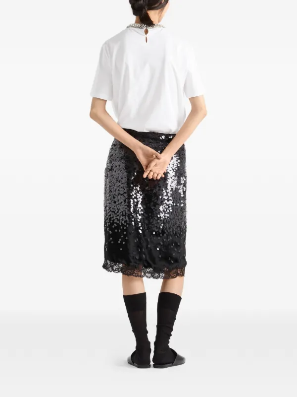 Prada Embroidered Cotton T-shirt | White | FARFETCH