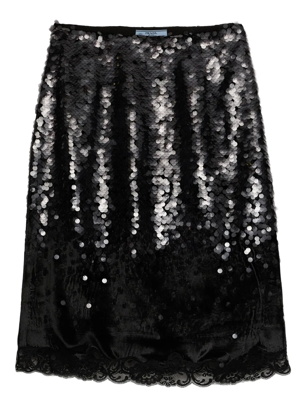 Prada Sequin-embellished Straight Skirt In Black