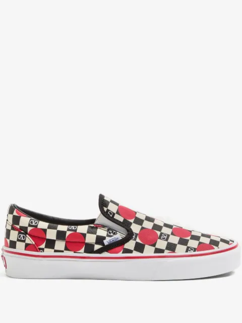 Valentino Garavani x Vans vlogo checkerboard print and polka dot slip-on sneakers