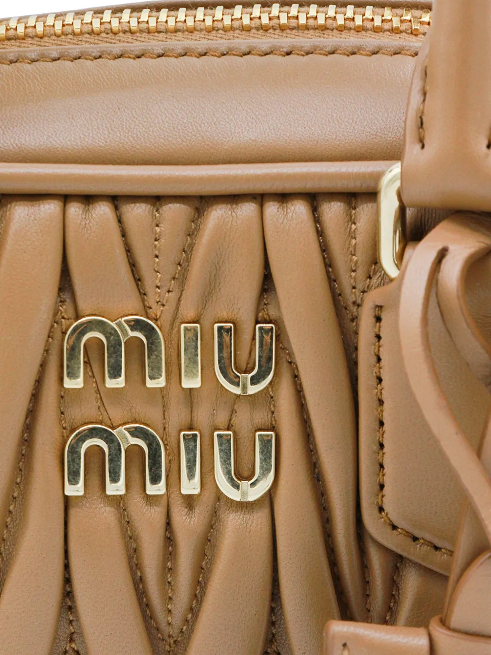 Miu Arcadie Matelassé leren shopper Bruin