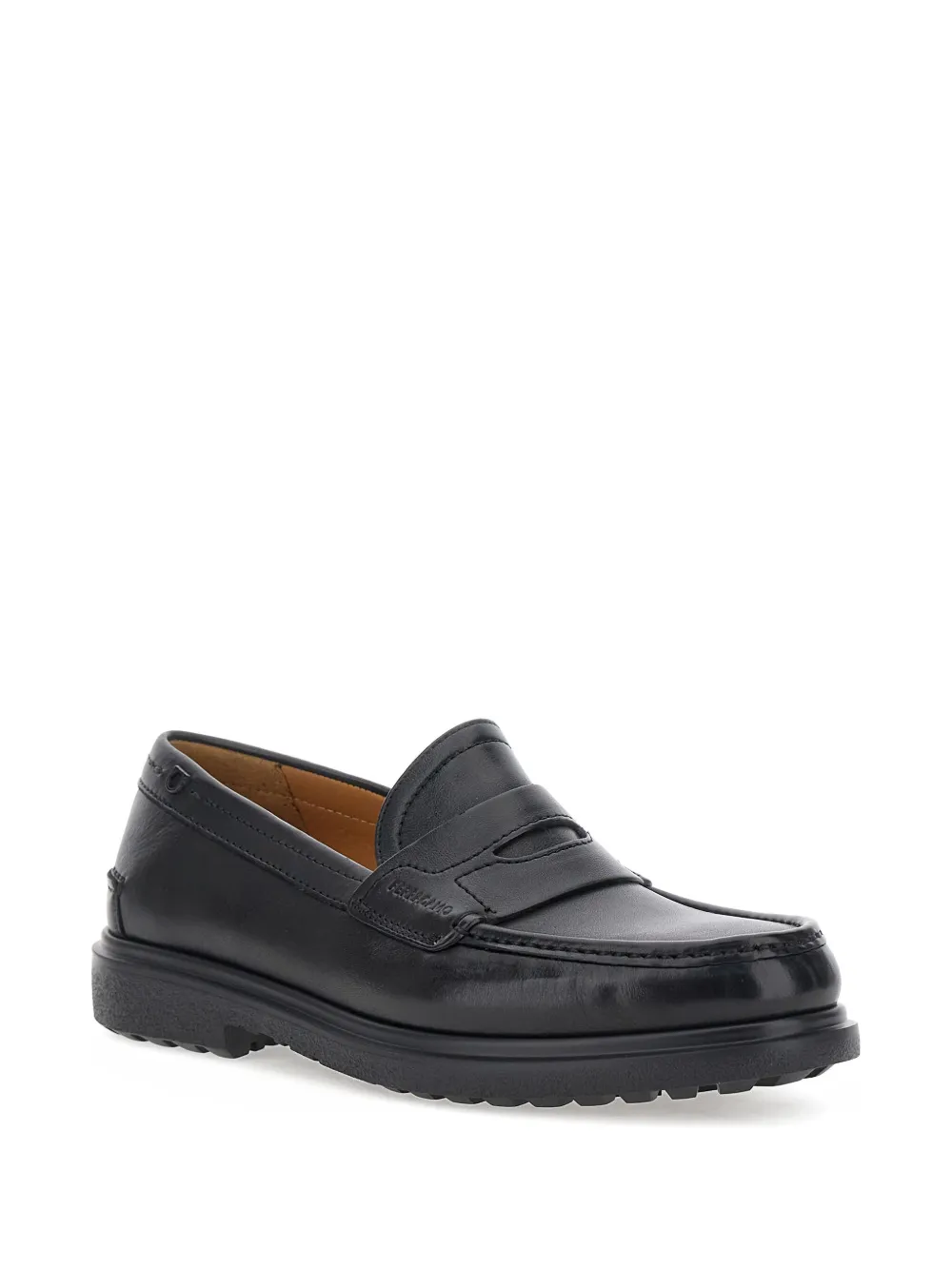 Ferragamo almond toe tonal loafers - Zwart
