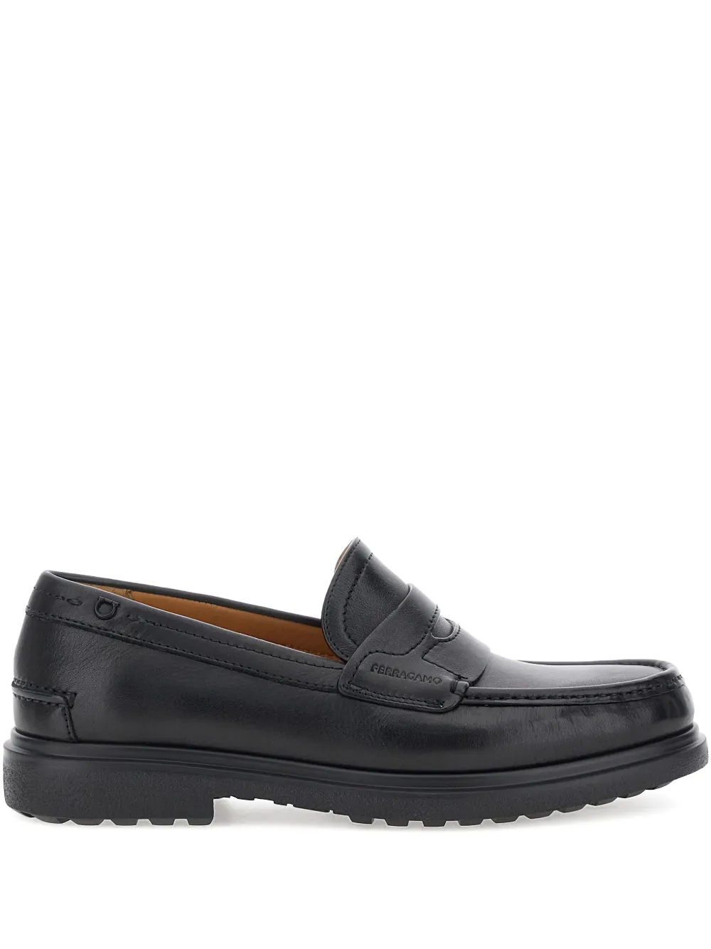 Ferragamo almond toe tonal loafers - Nero